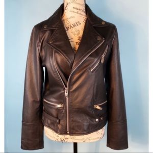 NWT 100% Genuine Leather Moto Motorcycle Jacket S